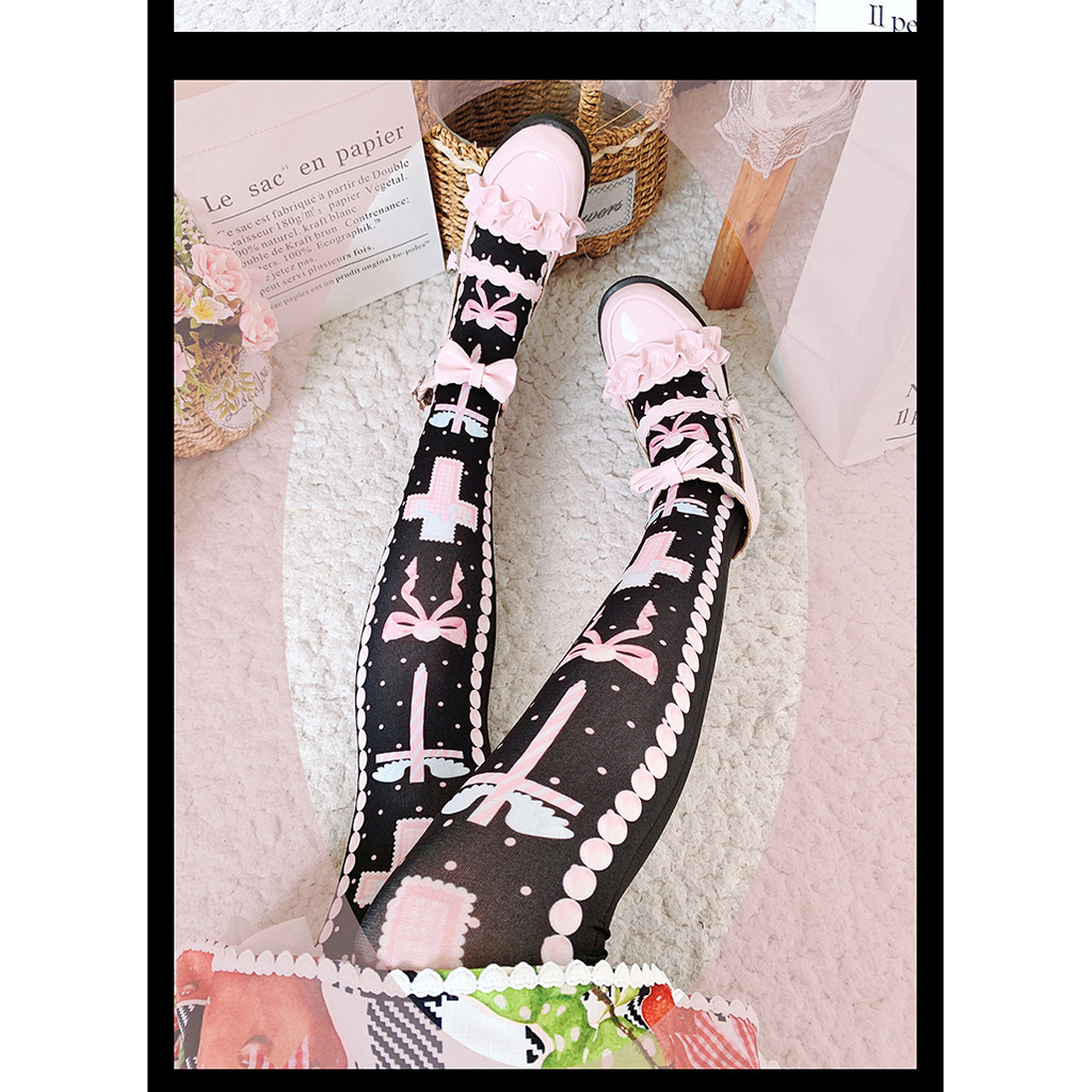 Sweet Lolita socks female summer and fall in tube socks velvet printing socks knee socks Japanese Lo