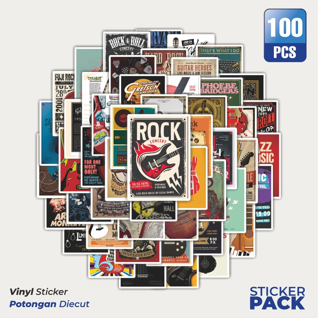 

Stiker Vinyl Stiker Poster Gitar Waterproof Aesthetic- Untuk Laptop, Motor, dan Helm - Paper Stationery Pack