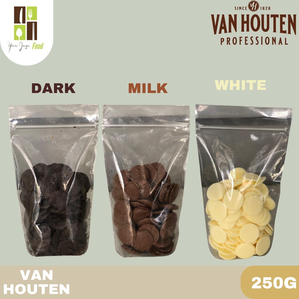 

Van Houten Professional Chocolate Compound Coin Repack 250g / Intense Dark Compound / Milk Compound / White Compound / Coin / Chocolate Buttons / Cokelat / Coklat
