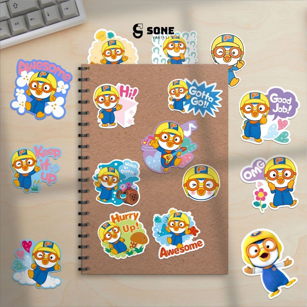 

Stiker Pack Pororo The Little Penguin/ Sticker Kartun Anak Paper Vinyl Waterproof Glossy Dekorasi Buku Jurnal