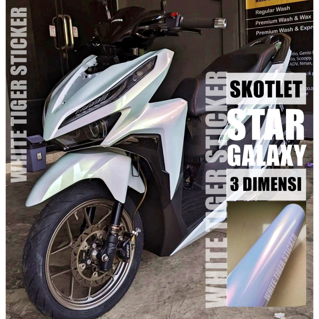 SKOTLET STIKER MOTOR STAR GALAXY SKOTLET PUTIH MUTIARA PINK GOLD GREEN SCOTLITE WHITE GALAXY SKOTLET