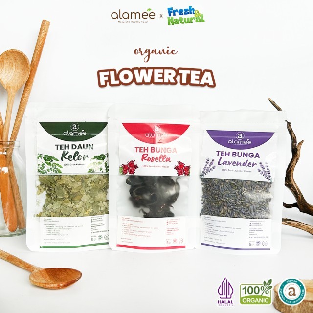 

ALAMEE Teh Jati Cina 5gr Chamomile Bunga Rose Bud Earl Grey Flower Tea Dried Organic Organik freshandnatural