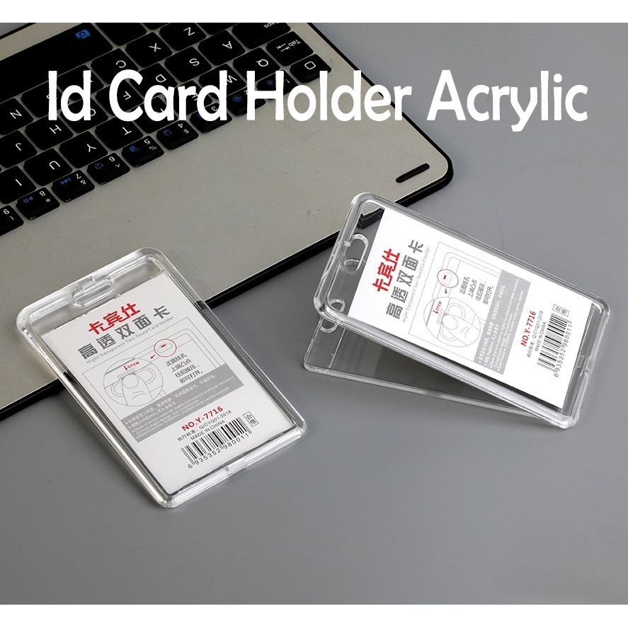 

Tempat Kartu Nama Akrilik / ID Card Case 2 Sisi Holder / ID Card Nama Tag Card Holder Acrylic