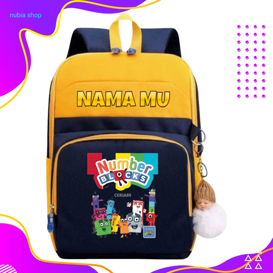 nubia Tas Ransel Anak Numberblocks – Backpack Sekolah TK SD Karakter Angka Lucu, Tas Anak PAUD Desai