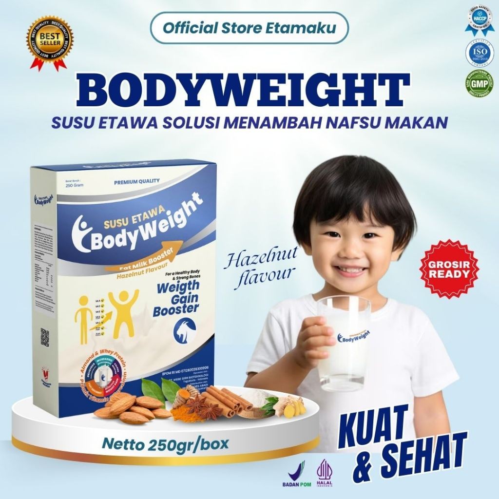 

BODYWEIGHT Susu Etawa Penambah Berat Badan dengan Whey Protein Untuk Menambah Nafsu Makan dan Masa Otot 1 Box