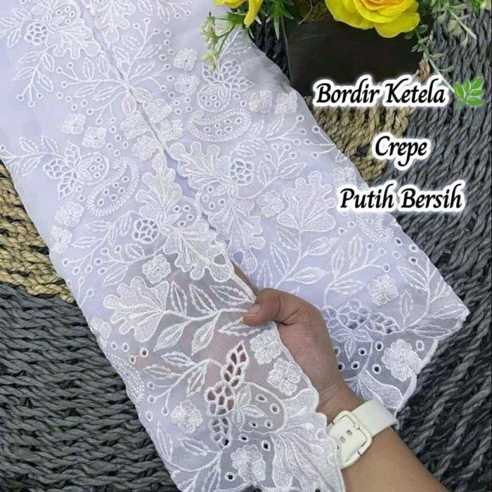 Kain/bahan kebaya kebaya bordir - putih