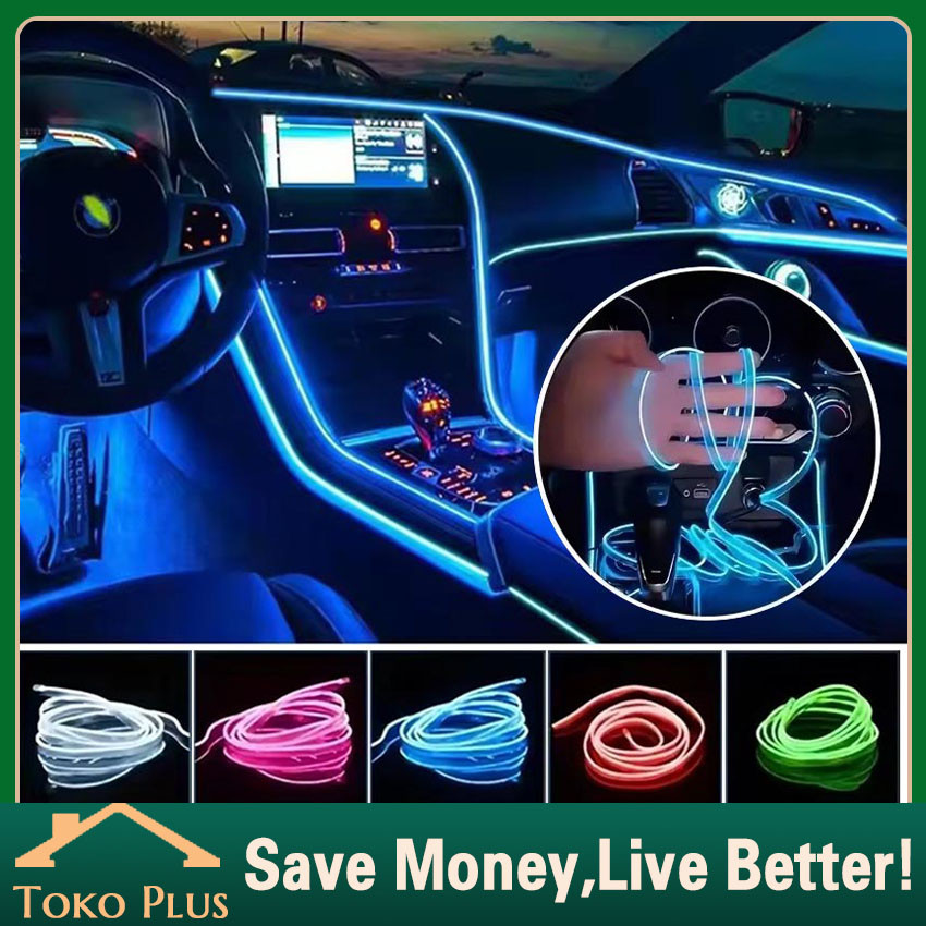 5Meter Lampu EL Wire Flexible Neon LED Untuk Dekorasi Interior Mobil Strip LED Set Inverter / LED WI