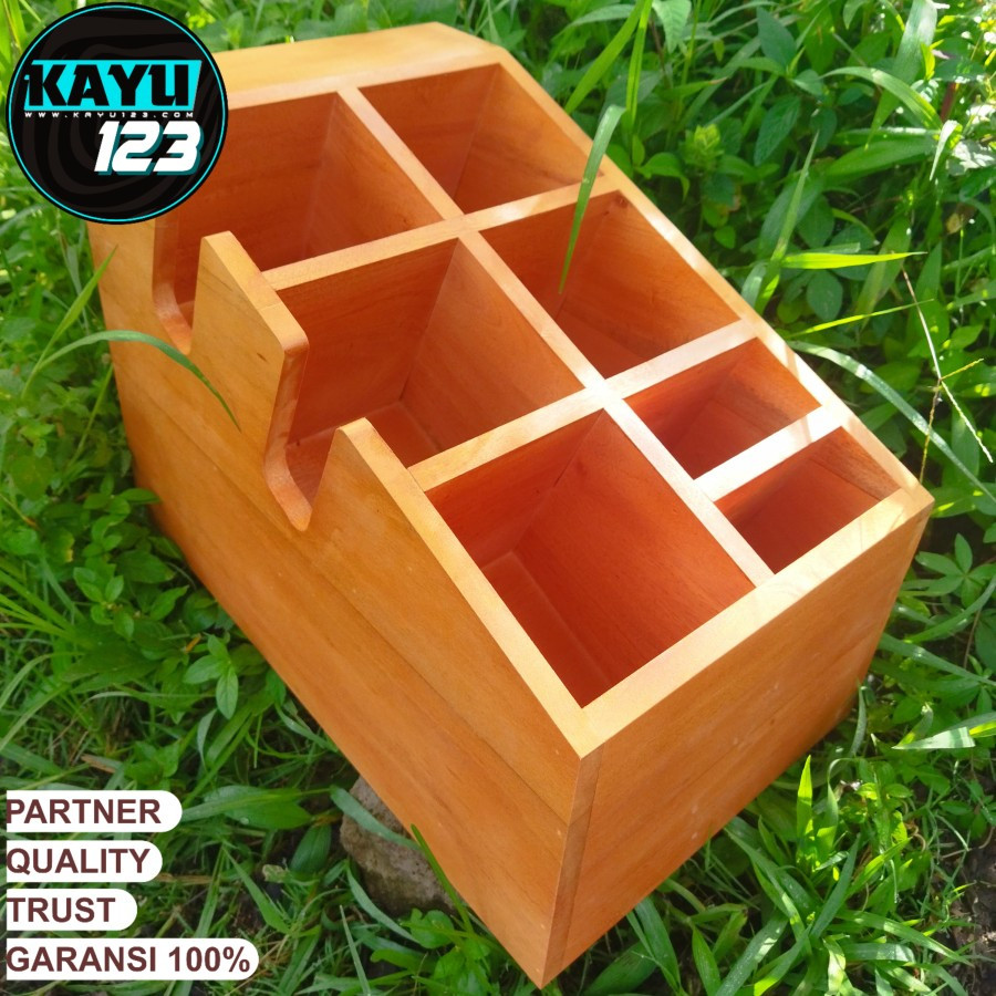 Paper Cup Holder 5 Slot Rak Organizer Gelas Kertas Plastik Model Kayu