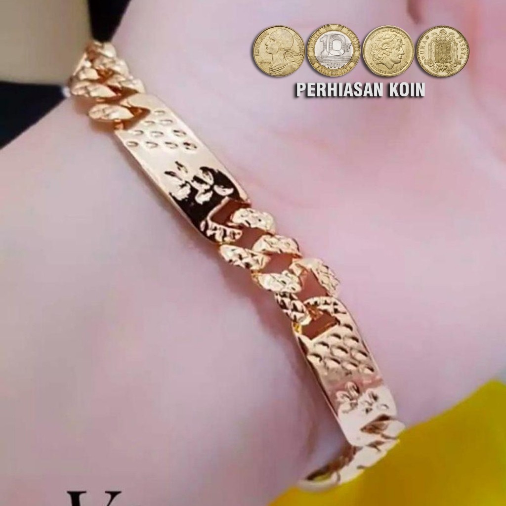 KOIN ASLI Gelang Wanita Xuping Simple Rante Gold Lapis Emas Top Seller Titanium Fashion Model Korea 