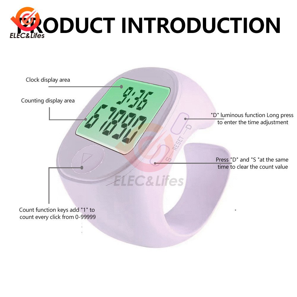 

Smart Tasbih Tally Counter Ring For Muslims Zikr Digital Tasbeeh 5 Prayer Time Reminder High-end Smart Wearable Rings