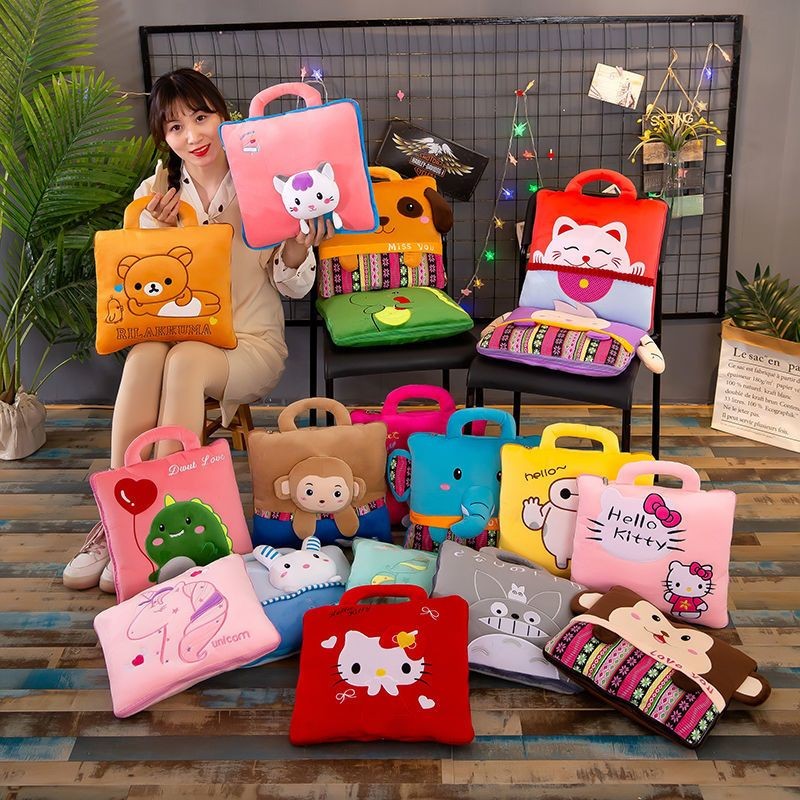 HM Bantal Selimut Anak Dewasa Karakter Set 2 In 1 Selimut Tas Multifungsi Kamar Tidur Lembut