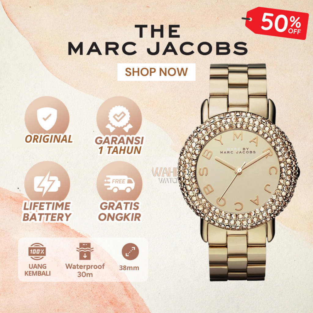 Jam Tangan Marc Jacobs MBM 3191  WOMENS MARCI CRYSTAL GOLD STAINLESS STEEL MARC JACOBS DESIGNER WATC