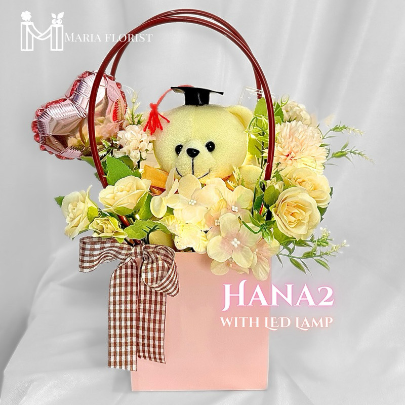 KIRIM HARI INI - Bloom Box Flower Bag Bouquet LED- Buket Bunga Wisuda Lamaran Mother Day - Buket Bun