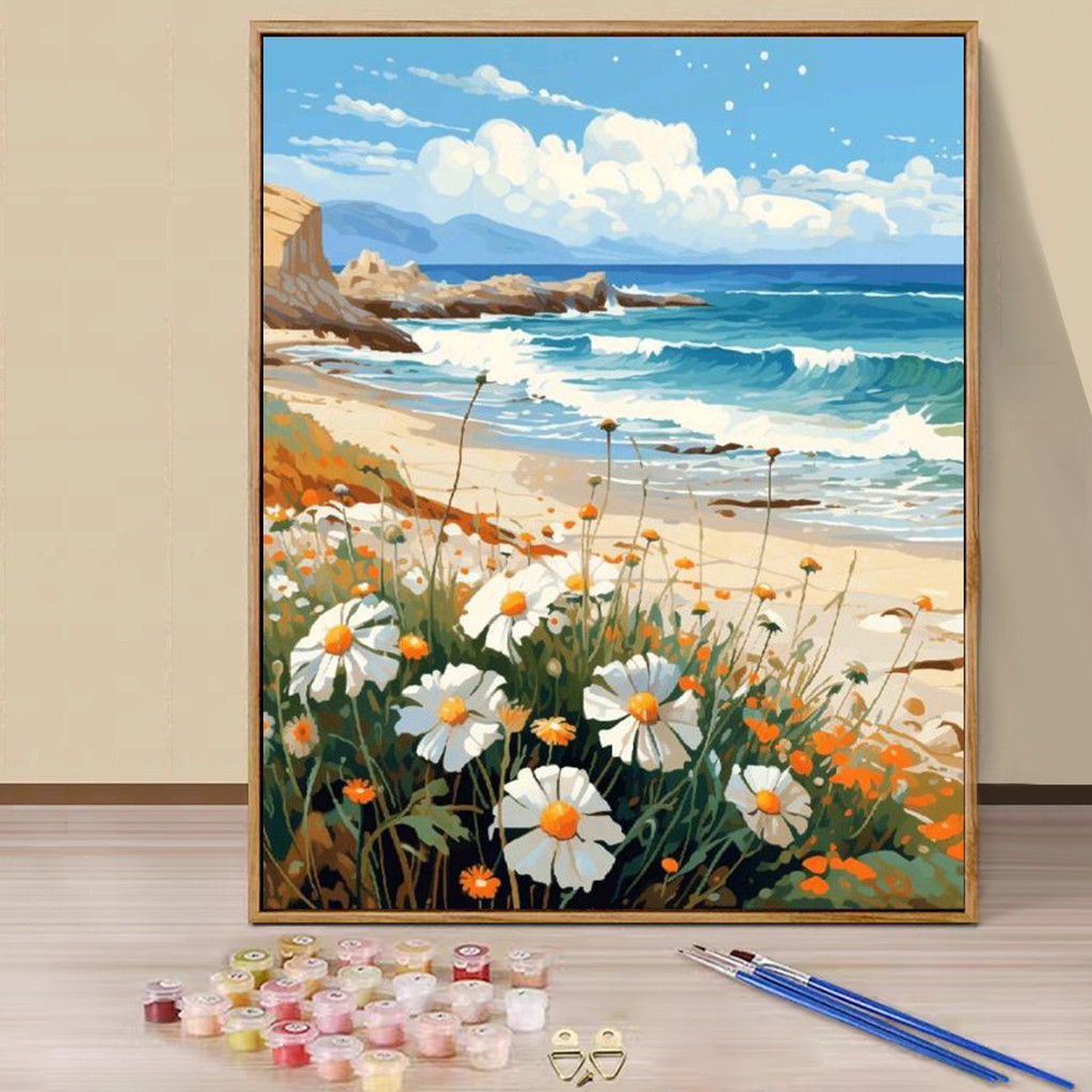 

Paint by Numbers - 40x50cm, Flowers Painting Kits for Beginners on Colored Canvas, Easy DIY Art for Home Decor Gift (No Frame)
