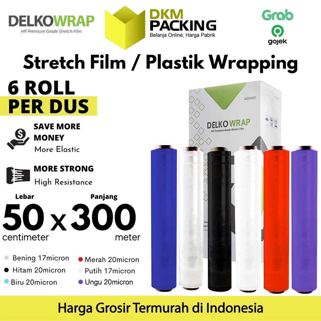 

Stretch Film Wraping 50cm x 300m Plastik Wrapping DELKOWRAP OJOL PREMIUM /DUS