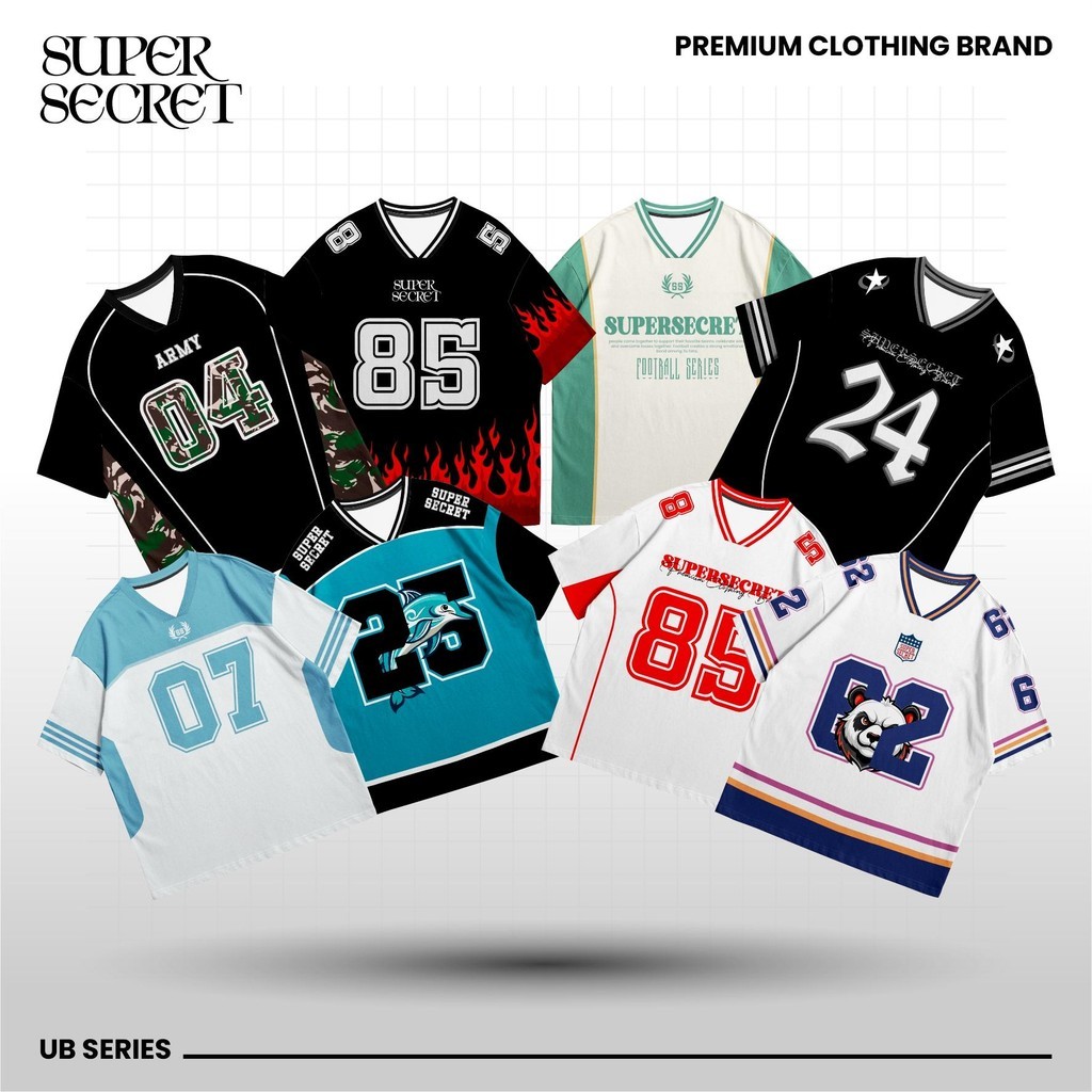 SUPER SECRET Jersey Oversize UB Series 1 Bahan Dryfit Brazil/Milano Vintage Rugby dengan Perlindunga