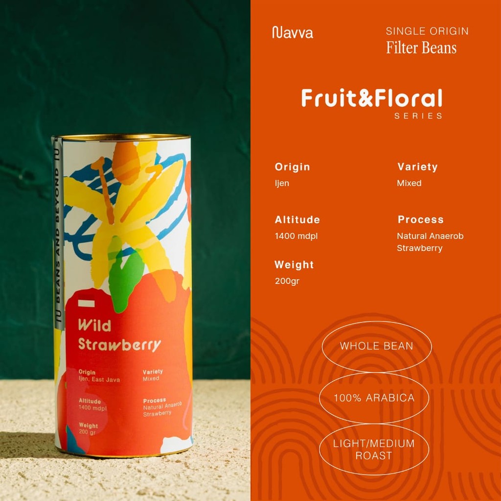 

200 gr Filter Beans Arabica Infused Coffee Wild Strawberry Ijen Strawberry / 200 gram Biji Kopi Sangrai Filter Arabica kopi Infused Wild Strawberry Ijen Strawberry Navva Roastery