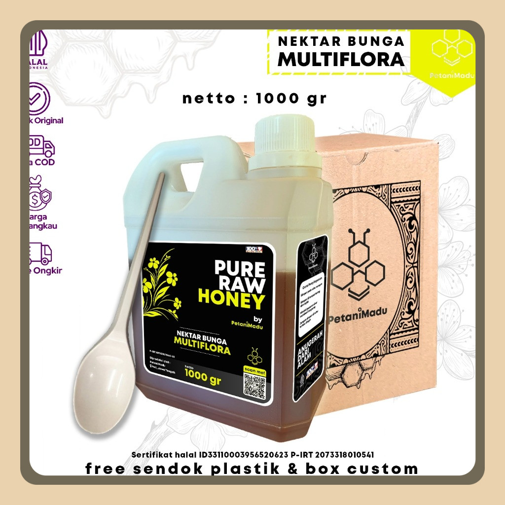 

Madu Asli 100% - Madu Murni Nektar Multiflora 1 Kg - Pure Natural Raw Honey