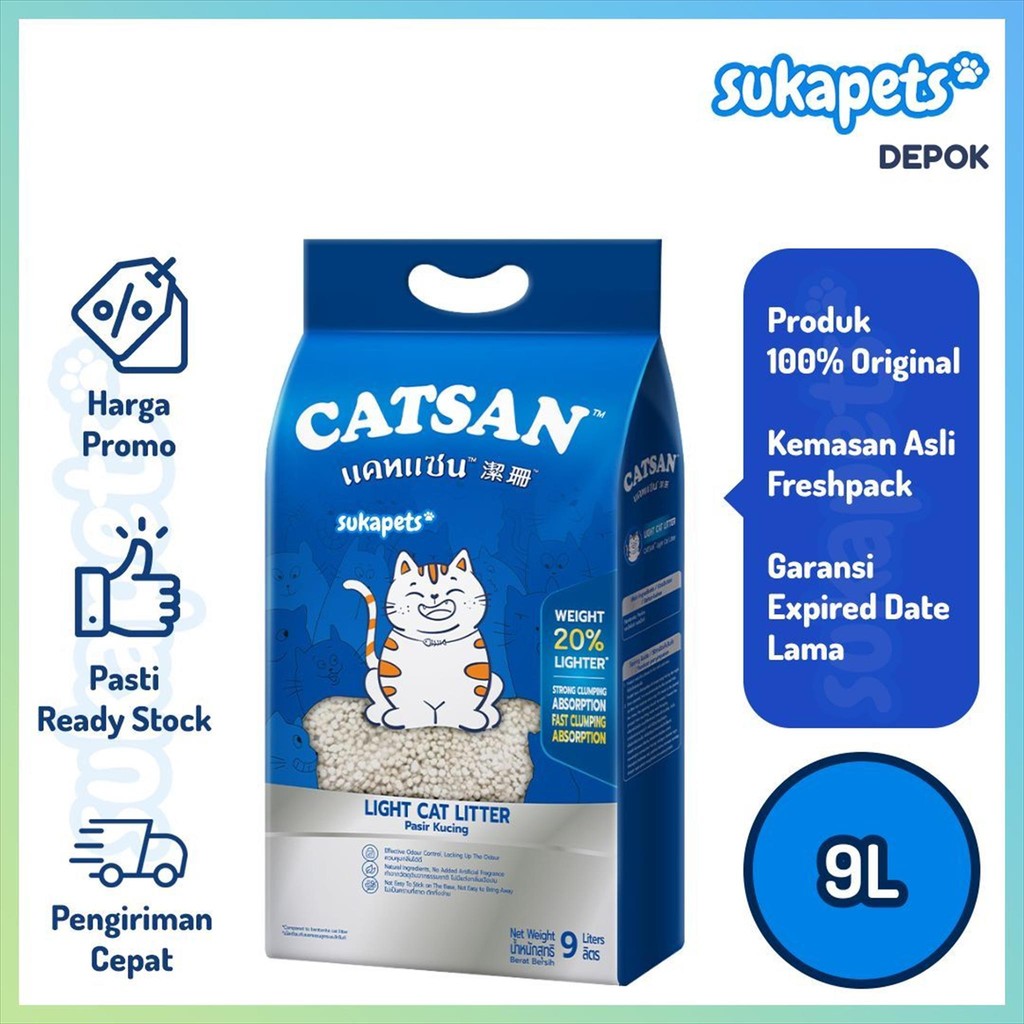Catsan Light Cat Litter Pasir Kucing Clumping Gumpal 9L