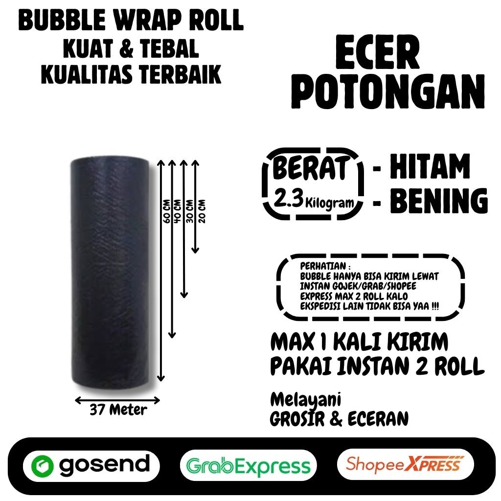 

READY Bubble Wrap Warna Hitam Eceran Berat 2.3kgPanjang 37meter bubble wrap