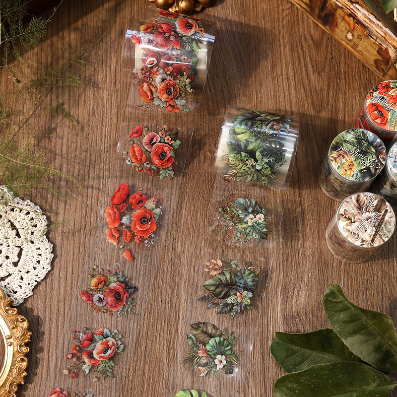 

1Roll Vintage Flowers Series Tape Scrapbooking Stickers Decoration Material Collage Journaling Label Craft Diy Supplies