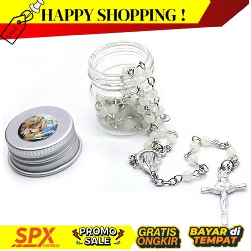 VRAL Kalung Rosario Fosfor Katolik Kecil Salib Menyala Dalam Gelap Aksesoris Fashion Wanita PROPH