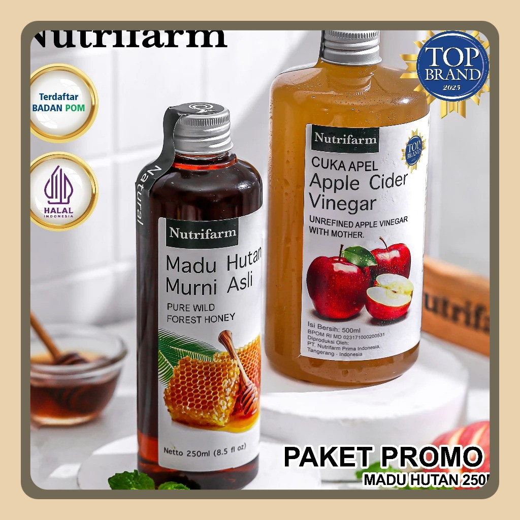 

Nutrifarm Paket Promo Cuka Apel 500 ml Dan Madu Hutan 250ml