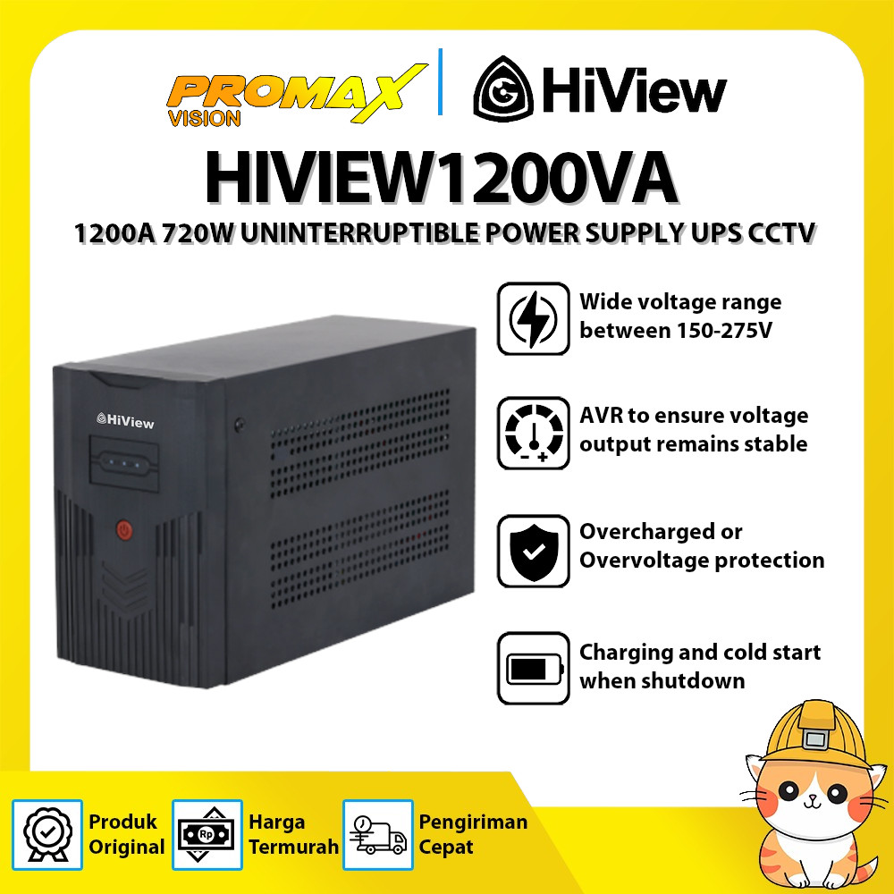 HIVIEW HIVIEW1200VA 1200A 720W UNINTERRUPTIBLE POWER SUPPLY UPS CCTV