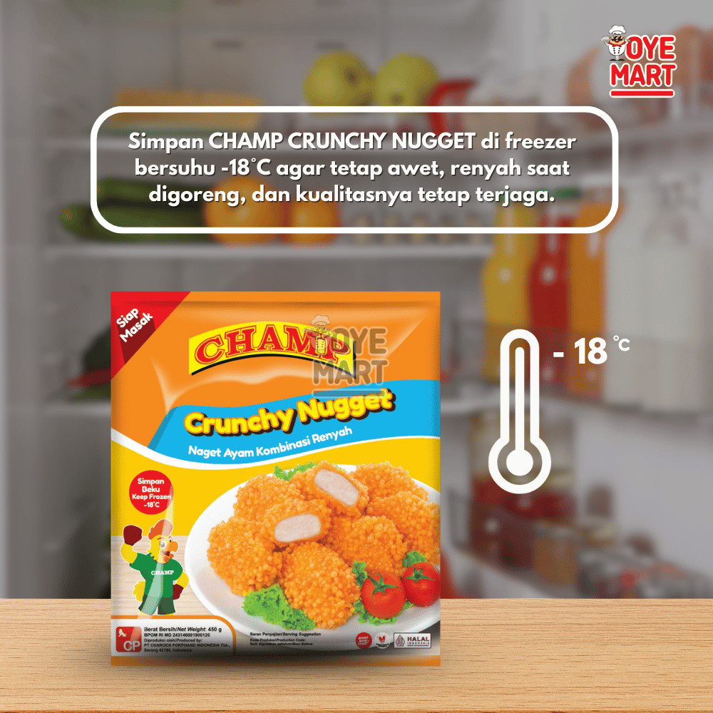 

Champ Crunchy Nugget 450gr/Naget Ayam Kombinasi