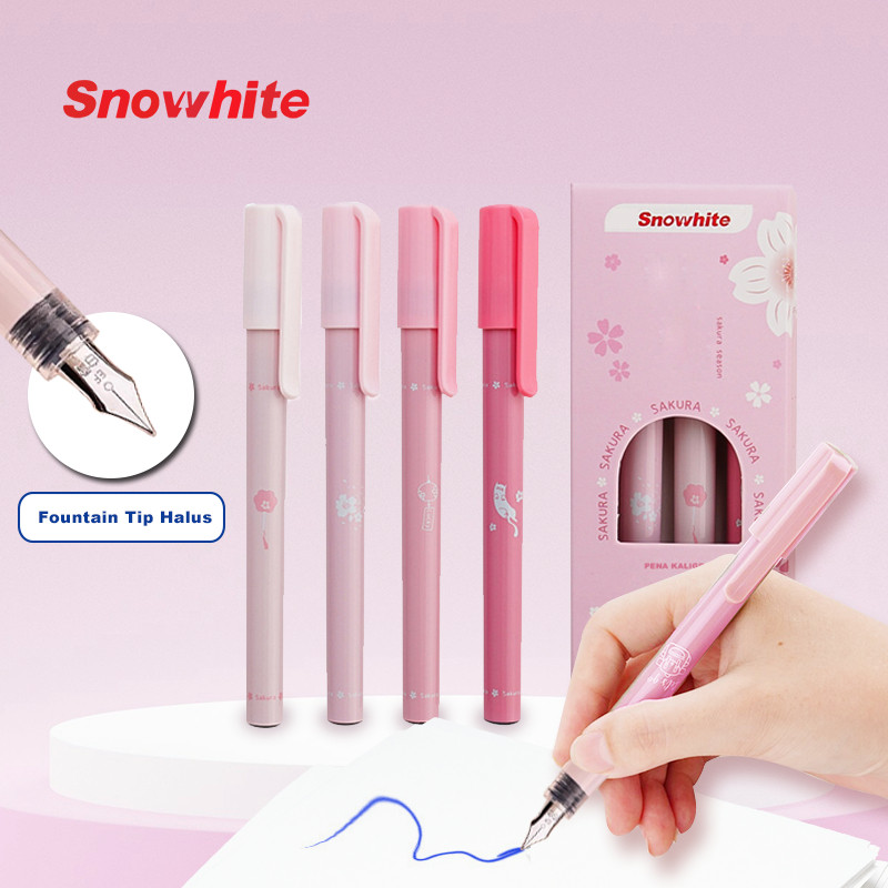 

SNOWHITE Fountain Pen Pulpen Ink Pena Kaligrafi Siswa Sekolah Kantor Ujung Extra Fine Tip Pulpen FPS001
