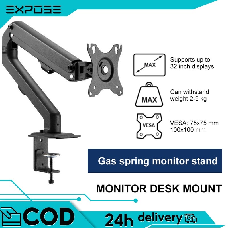 Bracket TV Monitor LCD LED 17-32inci Single Gas Spring Monitor Stand 360° Adjustable Monitor Bracket
