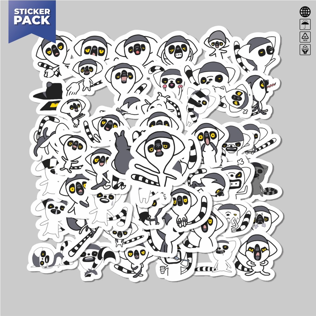 

[100PCS]Stiker Pack Hewan Lemur Aesthetic Vinyl Anti Air Dekorasi Sticker Laptop Buku Journal Koper Helm Casing HP Gitar Helm Skateboard