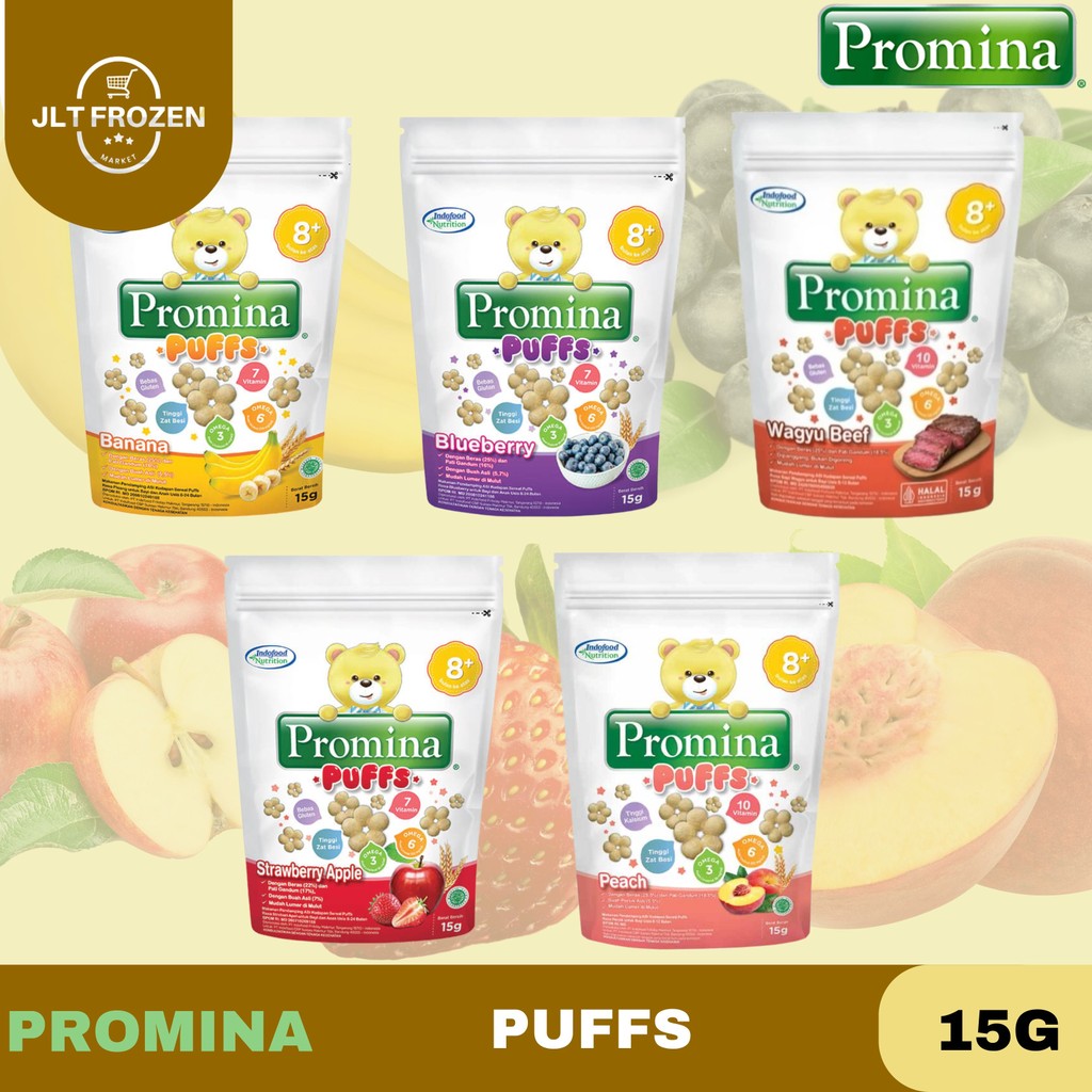 Promina Puff Crunchies 15g Kemasan Pouch  Pouch / Promina Puffs Snack Bayi  - Blueberry - Strawberry