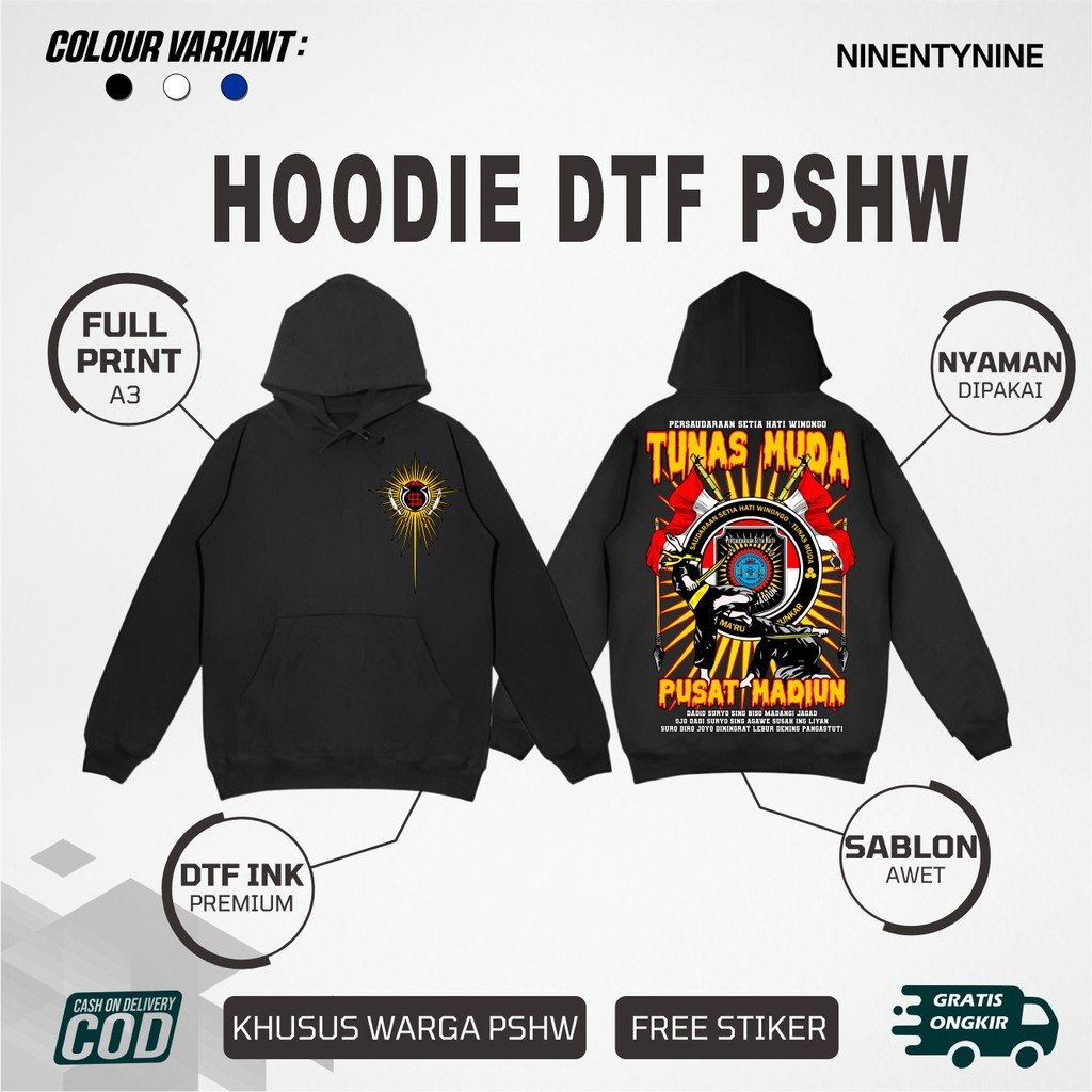 Hoodie Distro PSHW Tunas Muda Persaudaraan Setia Hati Winongo Pusat Madiun motif baru Ninety nine