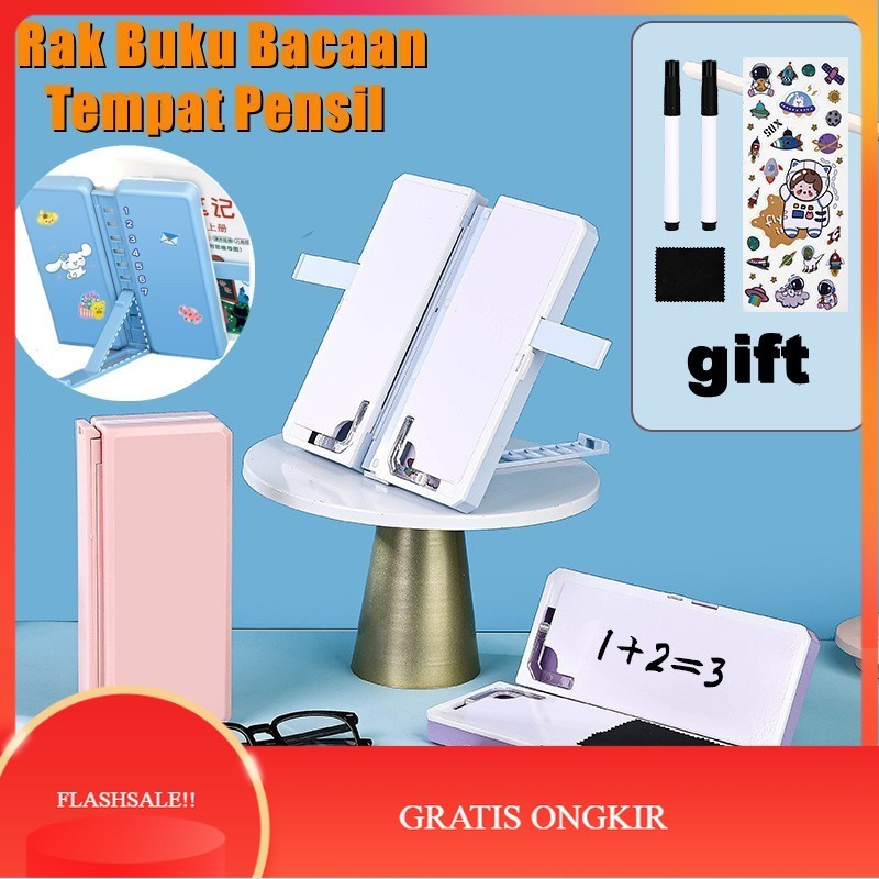 

【AGNES_ID】SALE!! Tempat Pensil 2IN1 Multifungsi Pencil Case Book Holder Kotak Pensil Lipat dengan Tatakan Buku dan Papan Tulis Praktis Anak Sekolah