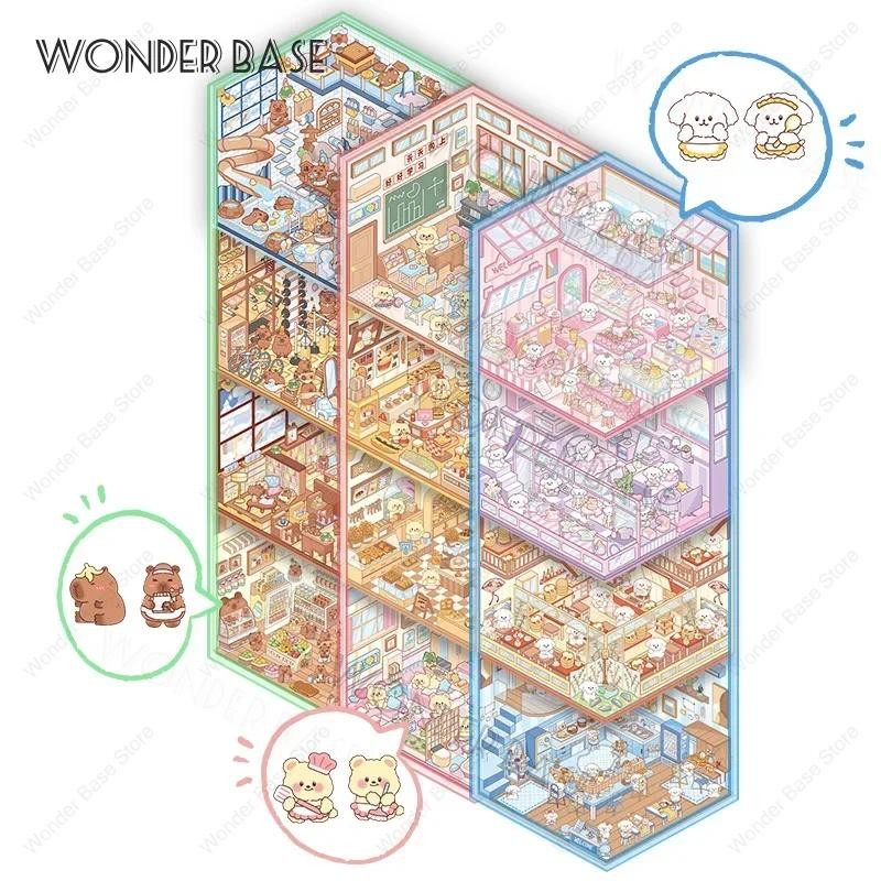 

3D Cartoon DIY Capybara Cat Dog Miniature Scene Visual Stacking Stickers Landscaping Stickers Gift for Kid Child Baby Student