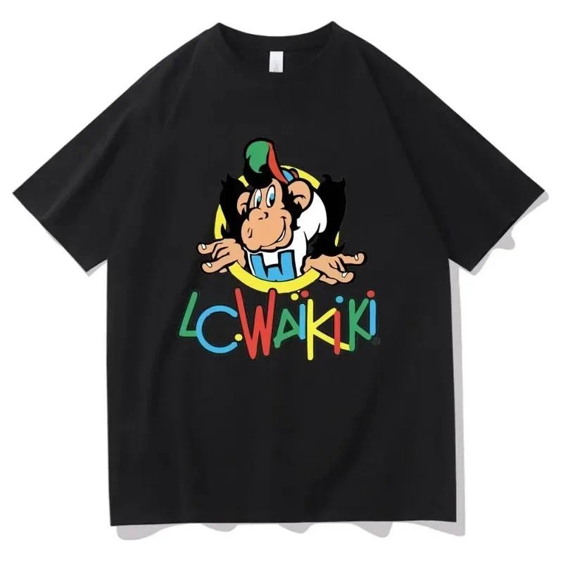 Kaos Pria Street Shooting Hip Hop Monkey T-shirt LC Waikiki Monkey Graphic Printed Cotton T-shirt Le