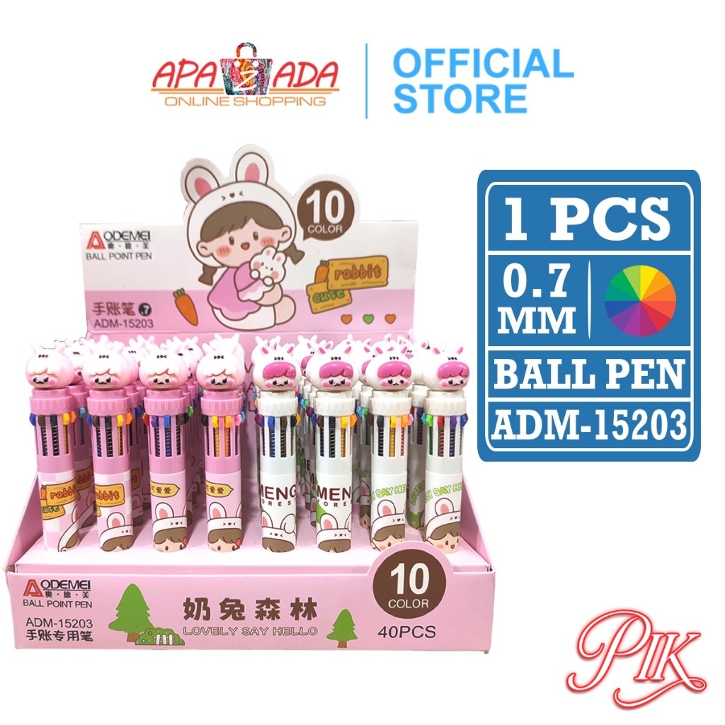 

Pulpen 10 Warna Satuan [1 Pcs Pulpen] / Pena Bollpoint / Ballpoint Bermotif Lucu dan Imut