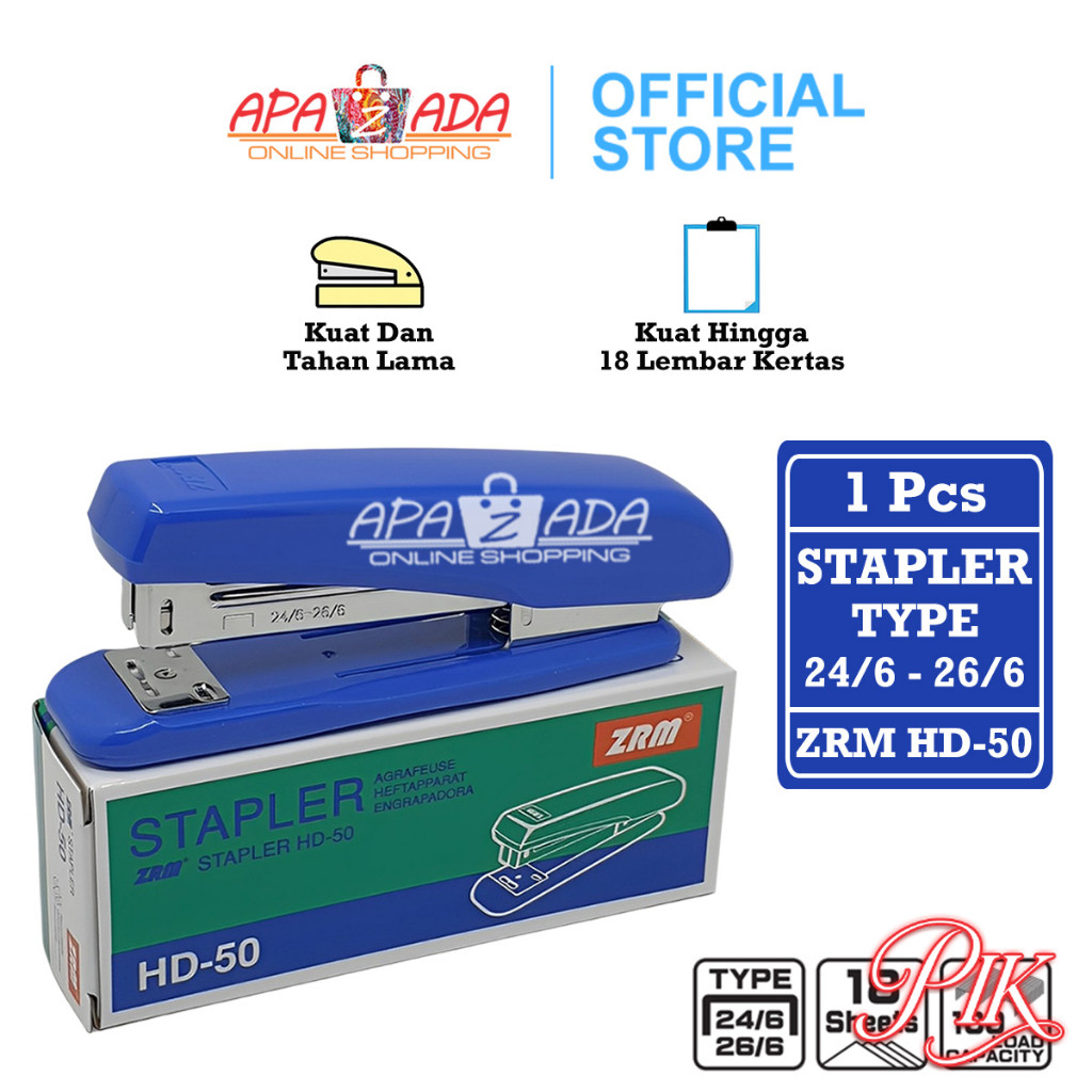 

Apazada Stapler HD-50 Satuan [1 Pcs Stapler] / Stepler No.3 / Jepretan ZRM / Hekter Tipe 24/6 , 26/6