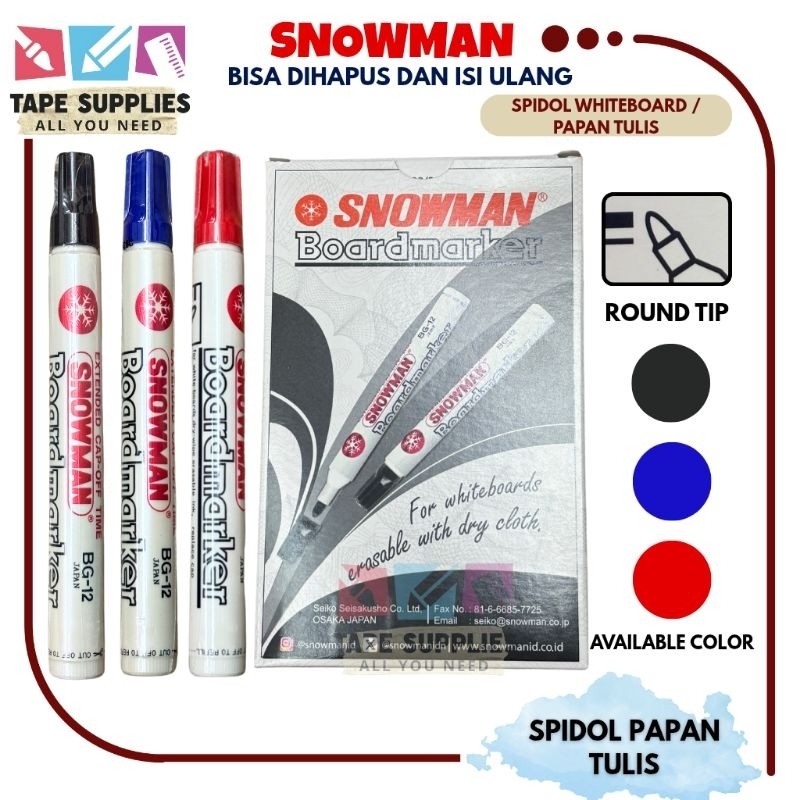 

KAYDEN STORE (12 Pcs) Spidol Snowman WHITE BOARD (BG-12) / spidol papan tulis