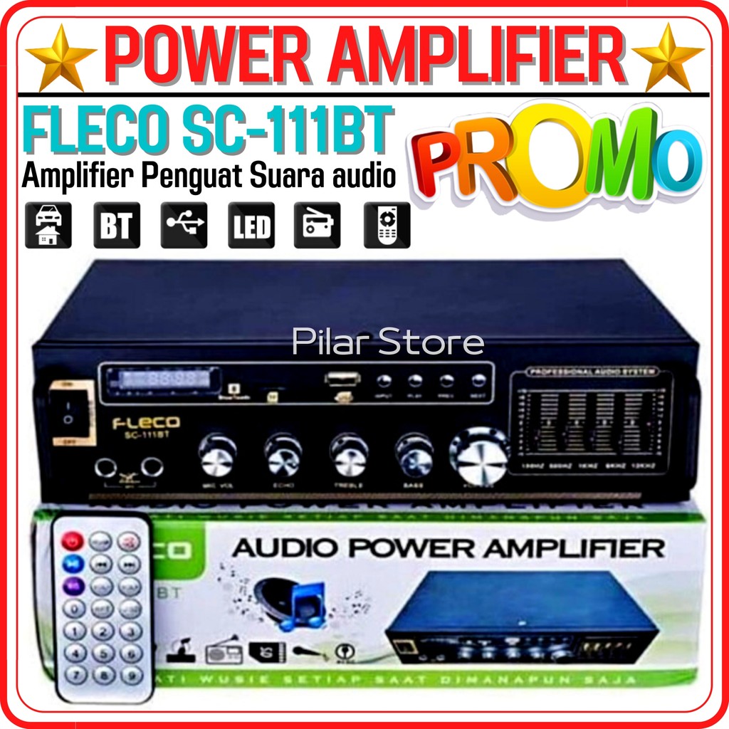 Audio Power Amplifier Ampli Fleco SC-111BT - Fleco Amplifier Bluetooth Mini SC 111 BT Stereo Karaoke