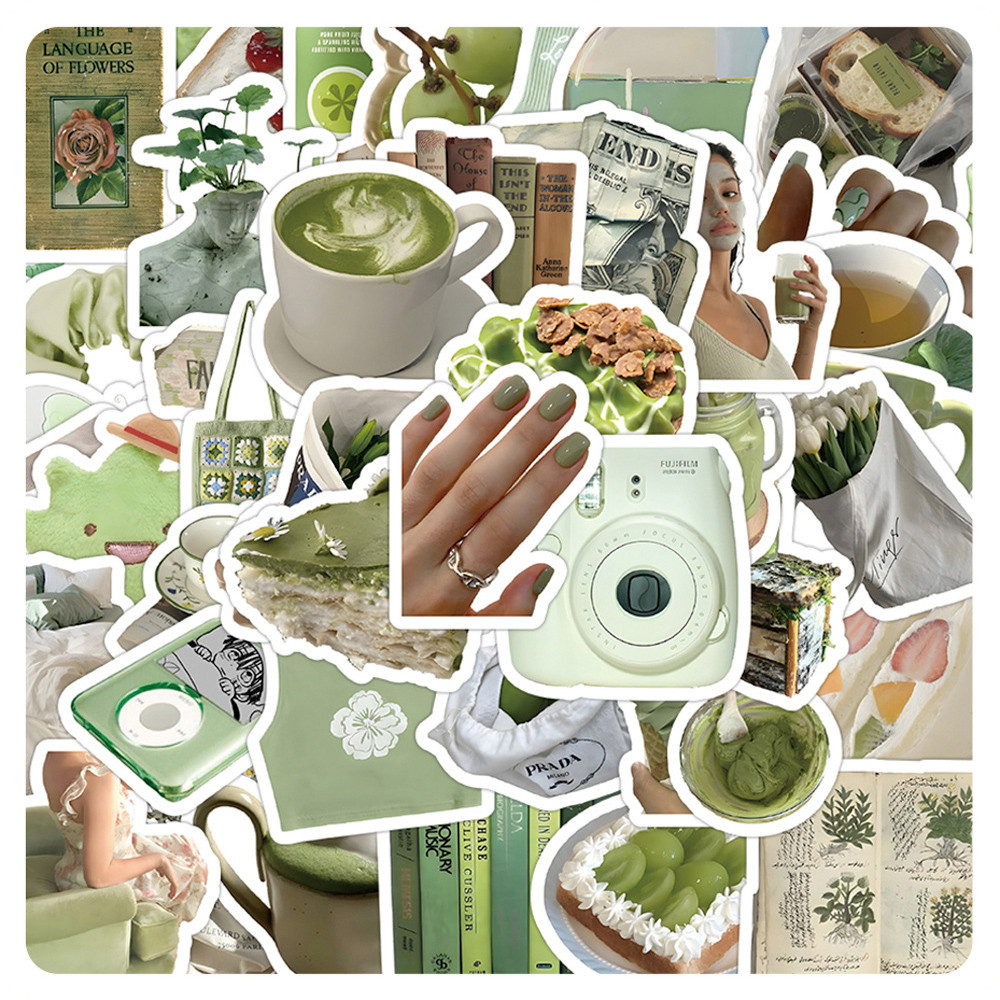 

10/30/50pcs Cute Ins Style Green Cartoon Stickers Aesthetic Decals Laptop Phone Scrapbook Suitcase Decoration Sticker Kids Toys
