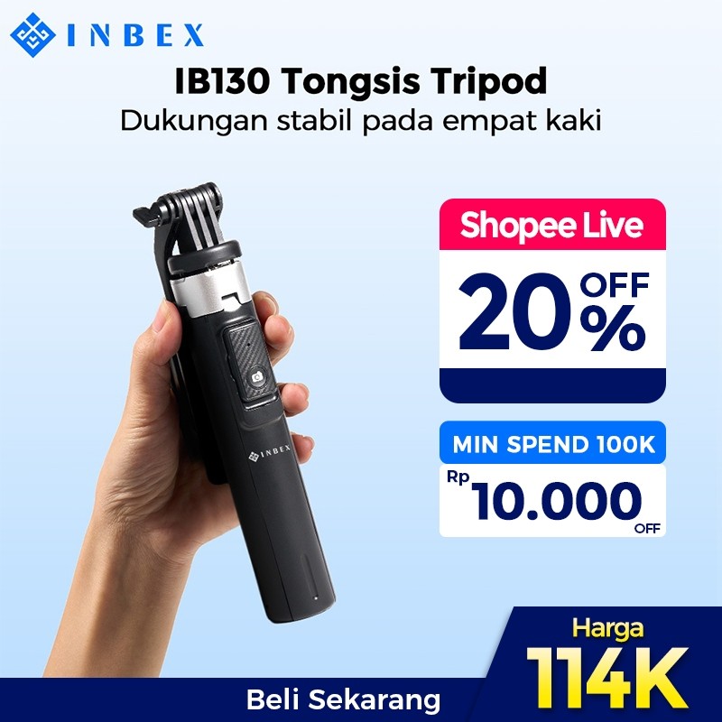 INBEX IB130 130CM Tongkat Selfie 4 Kaki Tripod Multifungsi Braket Bluetooth Tongkat Menembak Portabe