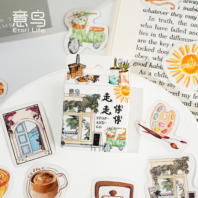 

45pcs/box Stop and Go Decorative Boxed Stickers Scrapbooking Label Diary Stationery Album Phone Journal Planner