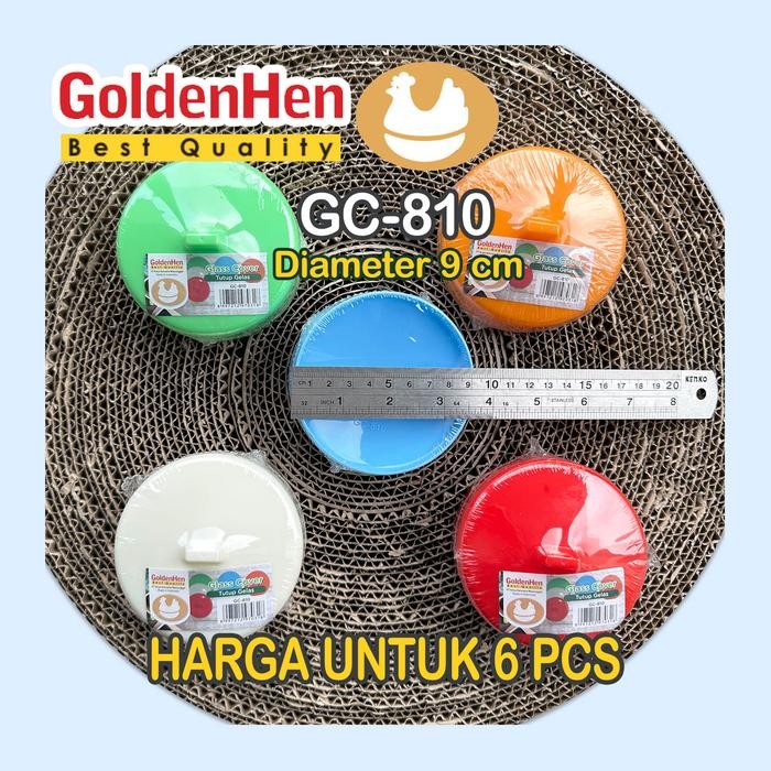 6 pcs Tutup Gelas Plastik 9cm Penutup Teh Kopi Gelas Minum GH GC-810 Golden