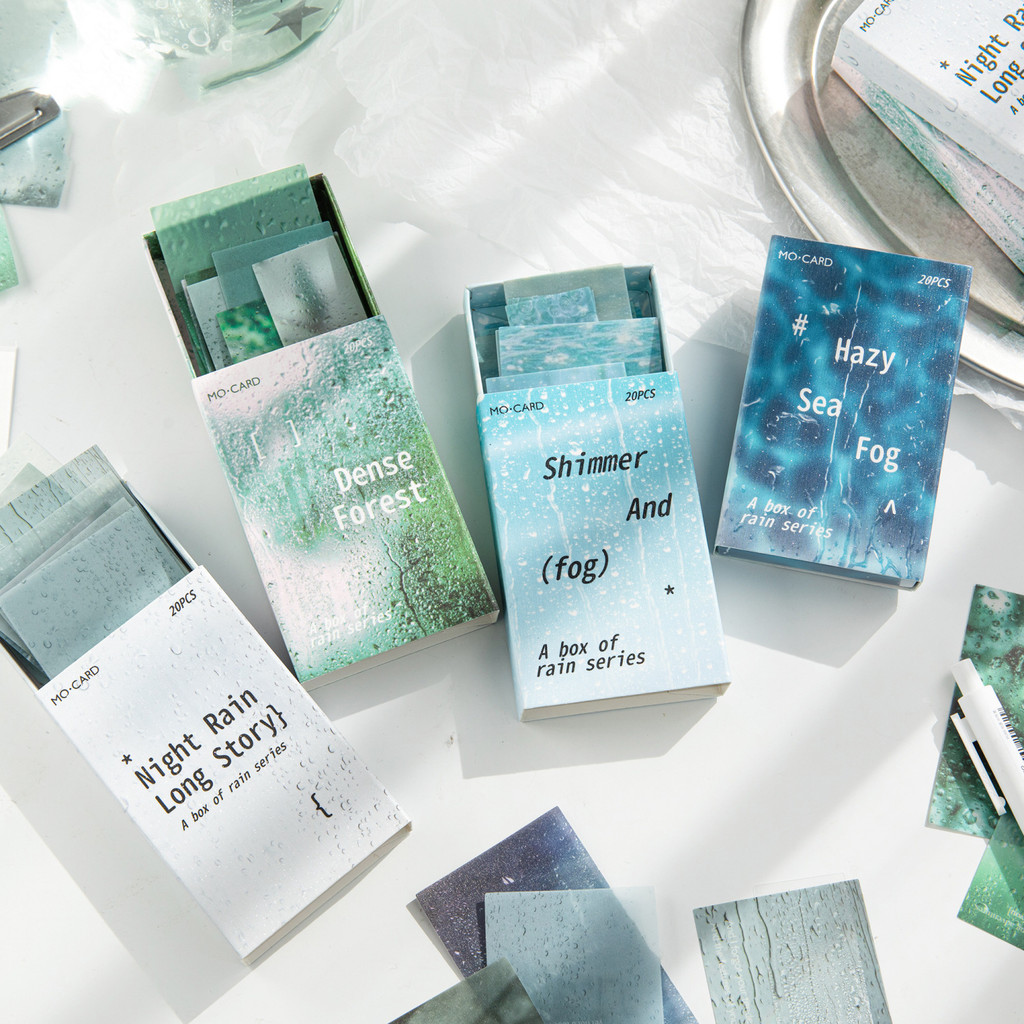 

JIANWU Rainwater Box Series Vintage Water Pattern Landscaping Boxed Sticker Creative DIY Journal Material Collage Stationery