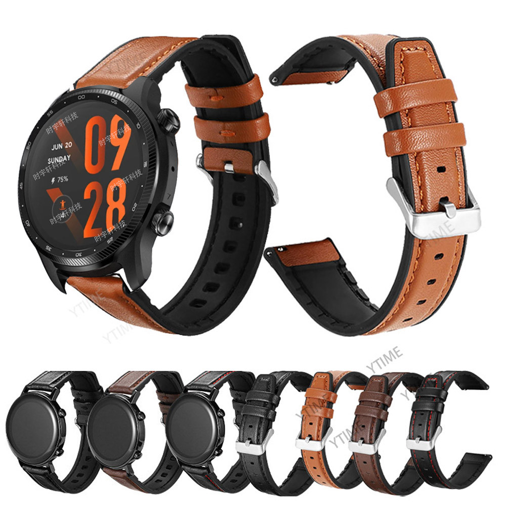 22mm Leather Silicone Wrist Strap For Ticwatch Pro 3 Ultra GPS Watch Band For TicWatch Pro 3 GTX E2 