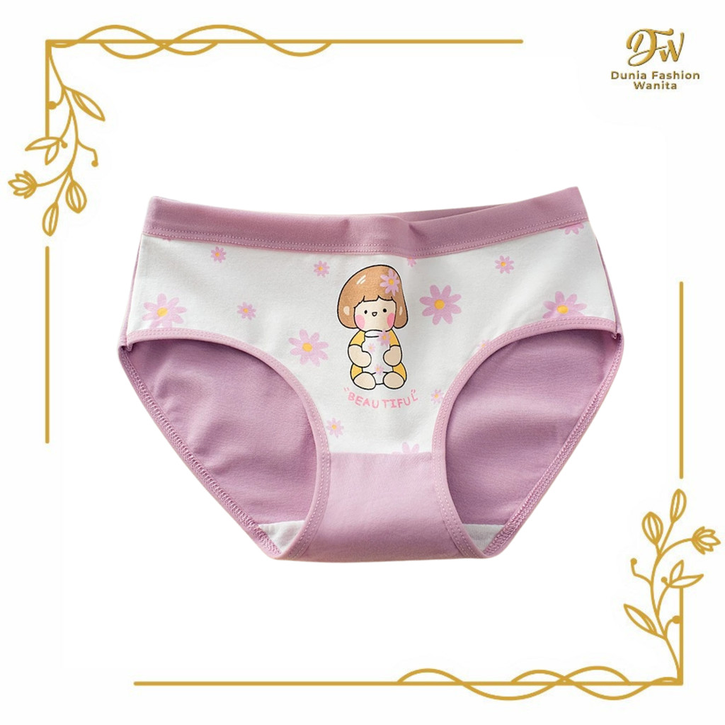 •DFW• Celana Dalam Segitiga Perempuan CD Bahan Katun Motif Kartun Girl Anak wanita