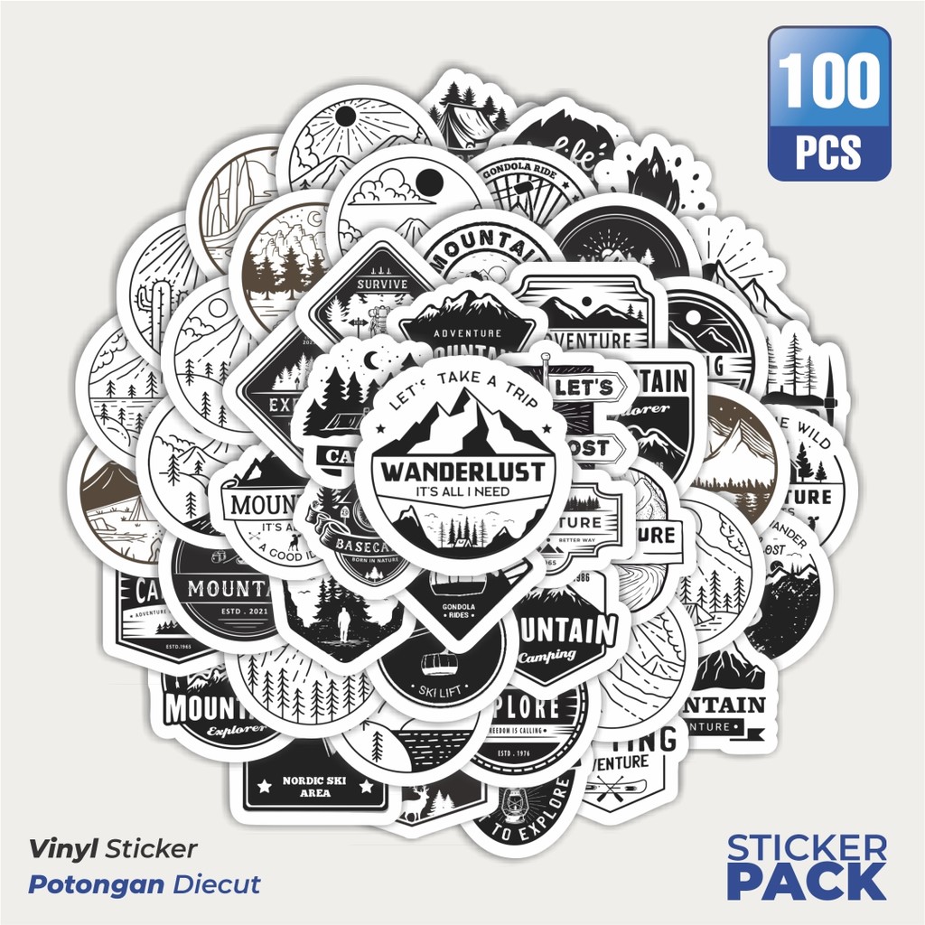 

Stiker Vinyl Sticker Logo Outdoor Hitam Sticker Waterproof Aesthetic- Untuk Laptop, Motor, dan Helm - Paper Stationery Pack