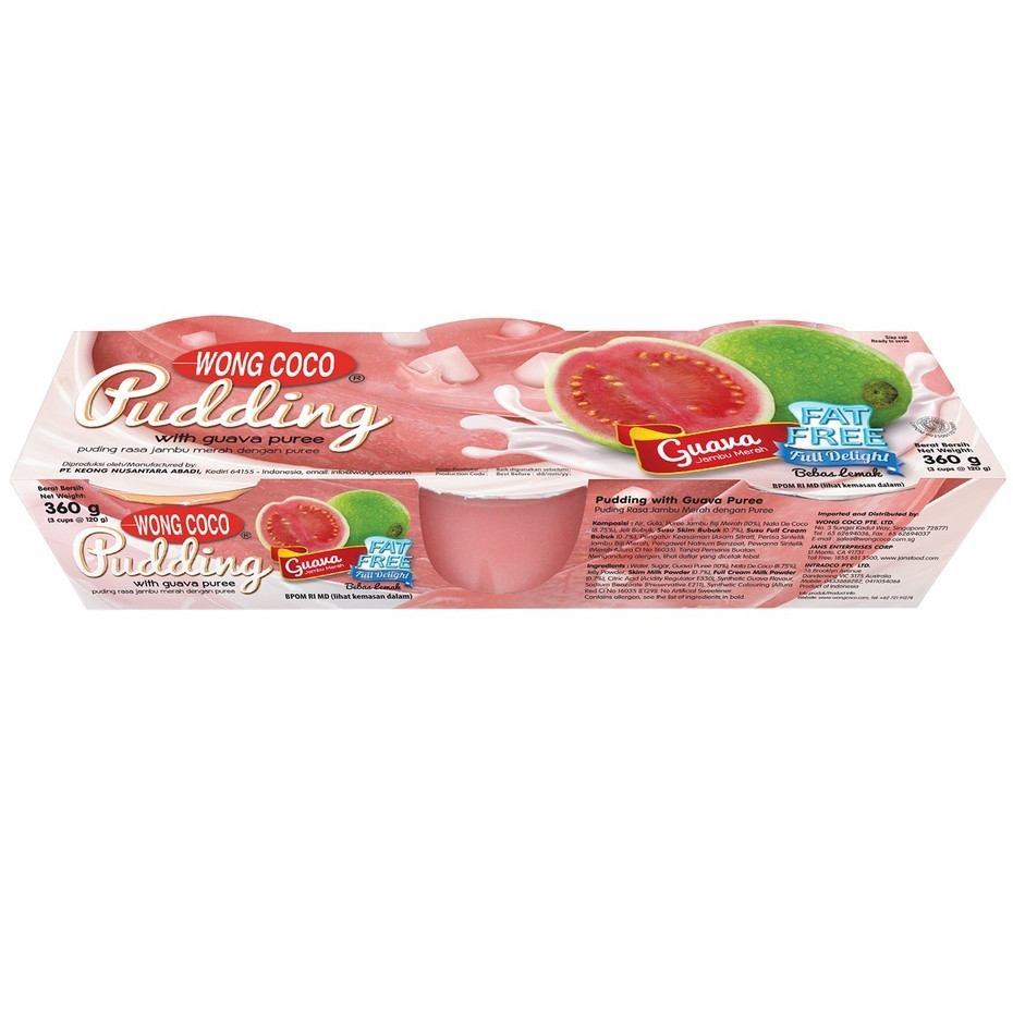 

Pudding Rasa Buah Wong Coco Puding Guava 3 Cup X 120 Gr